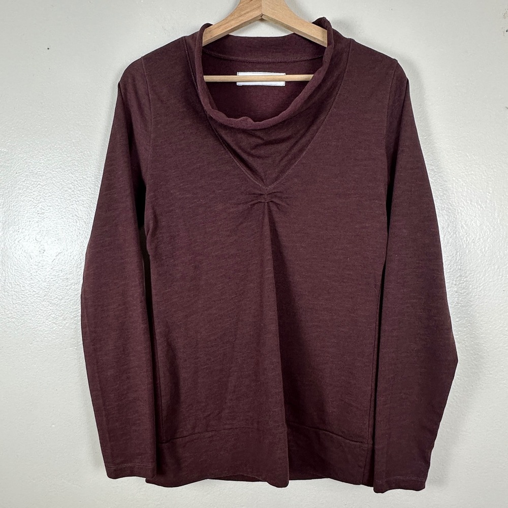 Carve Designs Women's Medium Top Burgundy Cowl‎ Neck Long Sleeve TLNT21